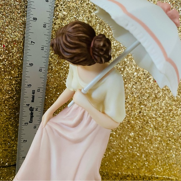 Home Interior Lady Figurine  14004 Pearl Parasol Pink Umbrella Homco new no box - Picture 8 of 11